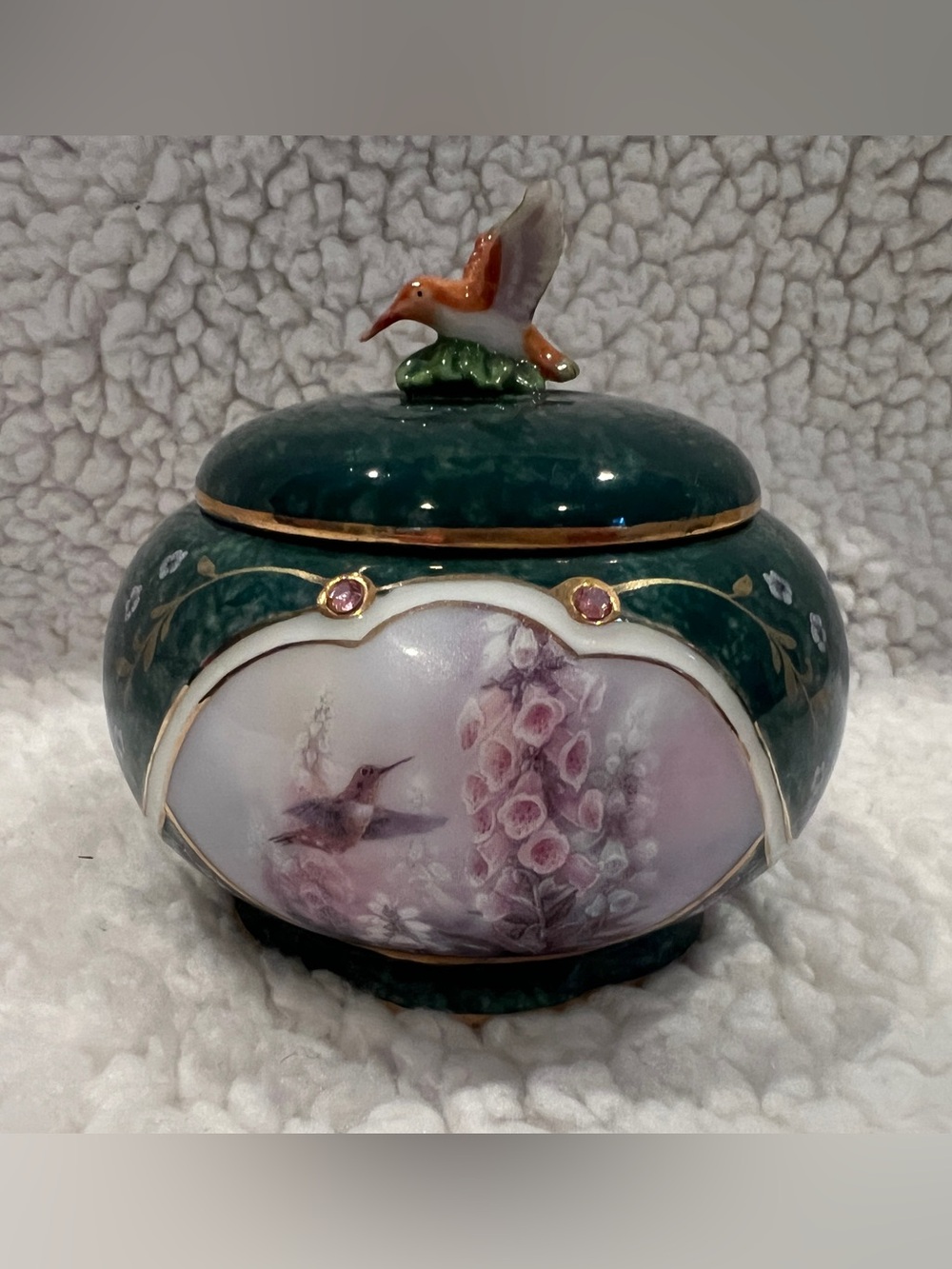 Lena Liu's Jeweled Hummingbird Music Trinket Box - 1999 Ardleigh Elliott - NICE!